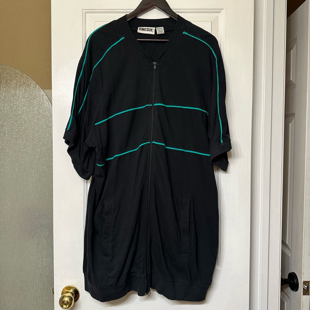 King Size Short Sleeve Jacket Coat Vintage Zipper Zip Up